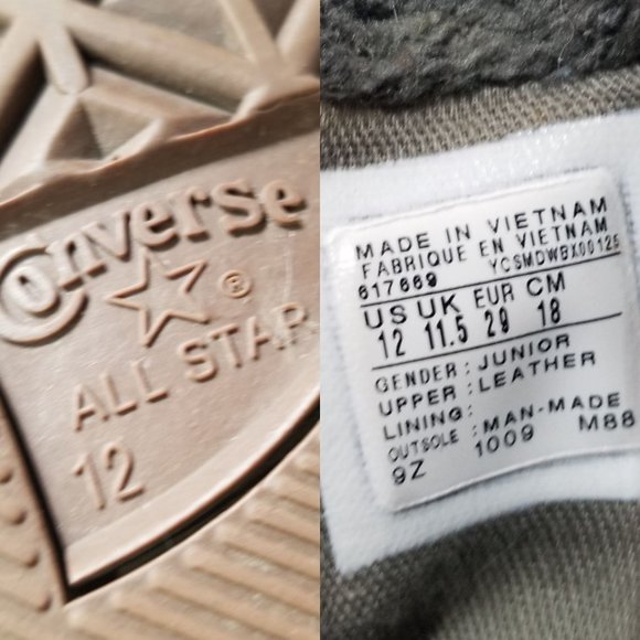 Converse High Top Ankle Boot Black Cuffed Fur Zip Chuck Taylor 12 Junior - Picture 12 of 15